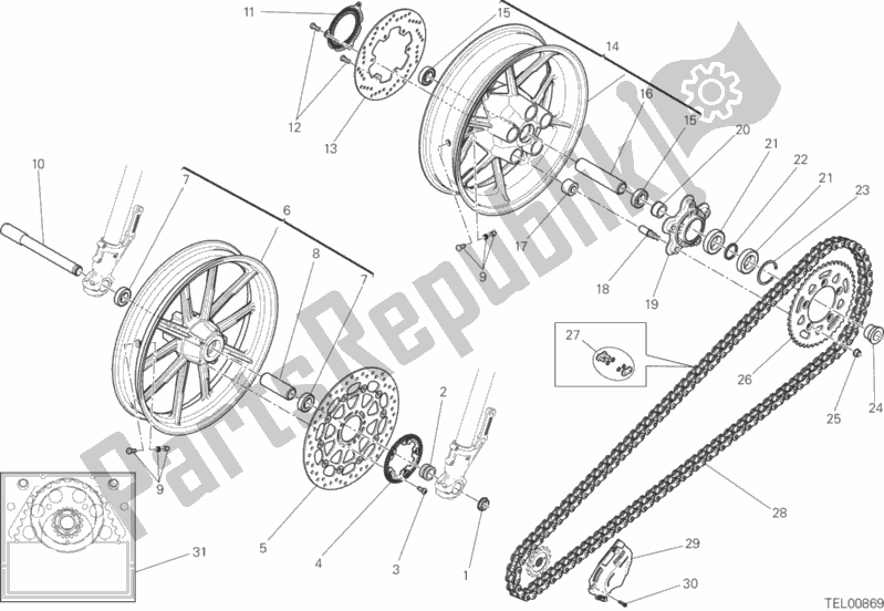 All parts for the Ruota Anteriore E Posteriore of the Ducati Scrambler Icon Thailand 803 2018